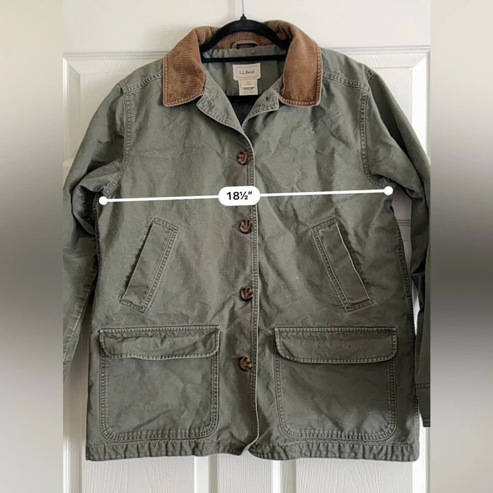 L.L. Bean Canvas Barn Jacket | Corduroy Collar | Women’s Large - Picture 6 of 10
